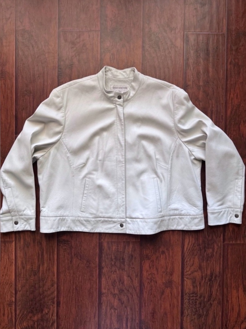 Vintage Jones New York White Leather Jacket Sz 24 PW Buttery Soft Y2K 90s